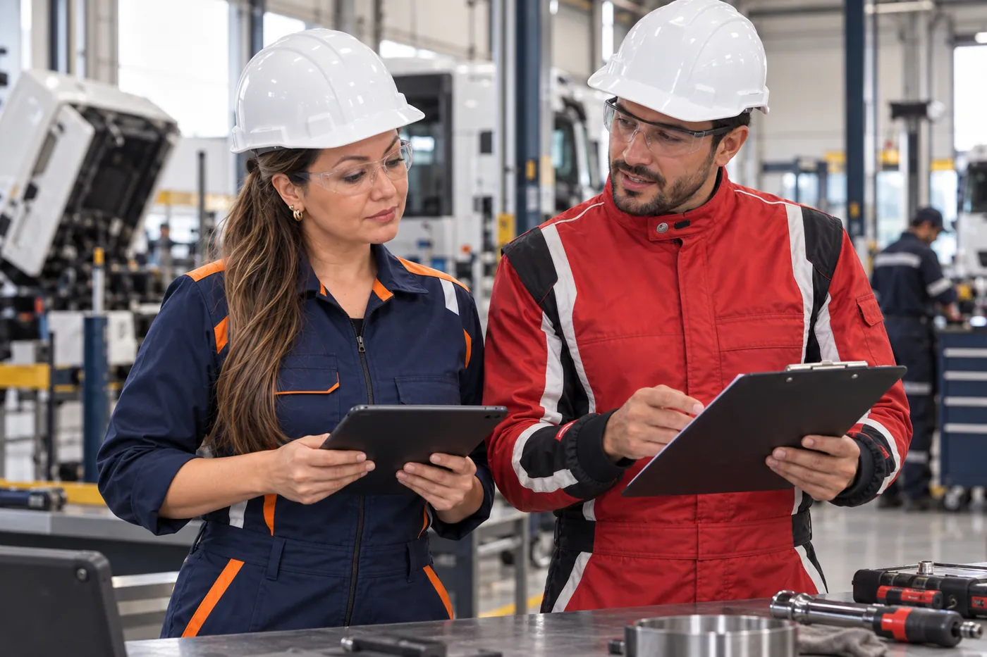 Profesionales realizando una inspeccion tecnica en una planta industrial